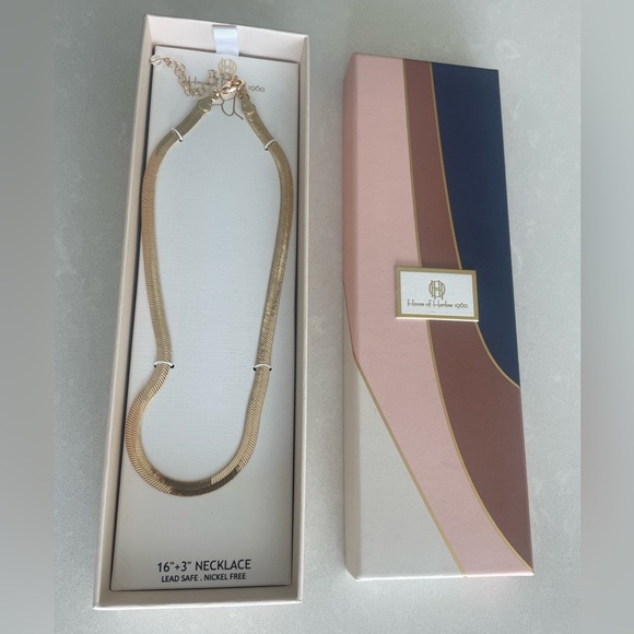 House Of Harlow 1960 Gold Tone Z Snake Chain 16"+ 3" Unisex Necklace NIB. NWT - Picture 2 of 3